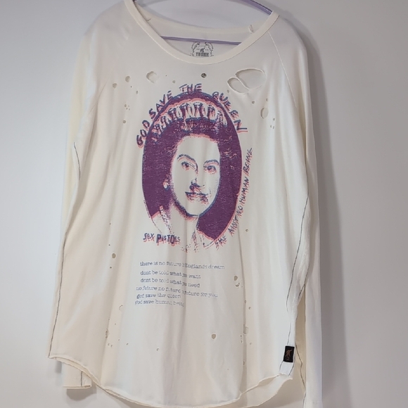 Trunk | Sex Pistols Cream And Purple Distressed Long Sleeve Cotton Tee Size XL - Picture 2 of 9